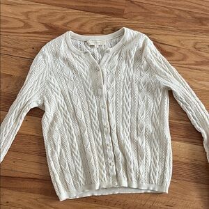 Sezane Cream Cable Knit Cardigan